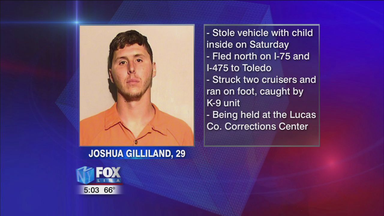 Joshua Gilliland in custody after stealing car with baby inside